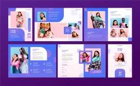 蓝紫色时尚女性宣传册海报素材