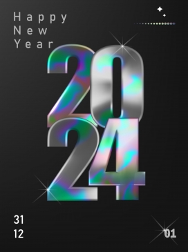 绿色荧光立体2024跨年字