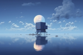 唯美遐想的日出月亮美景