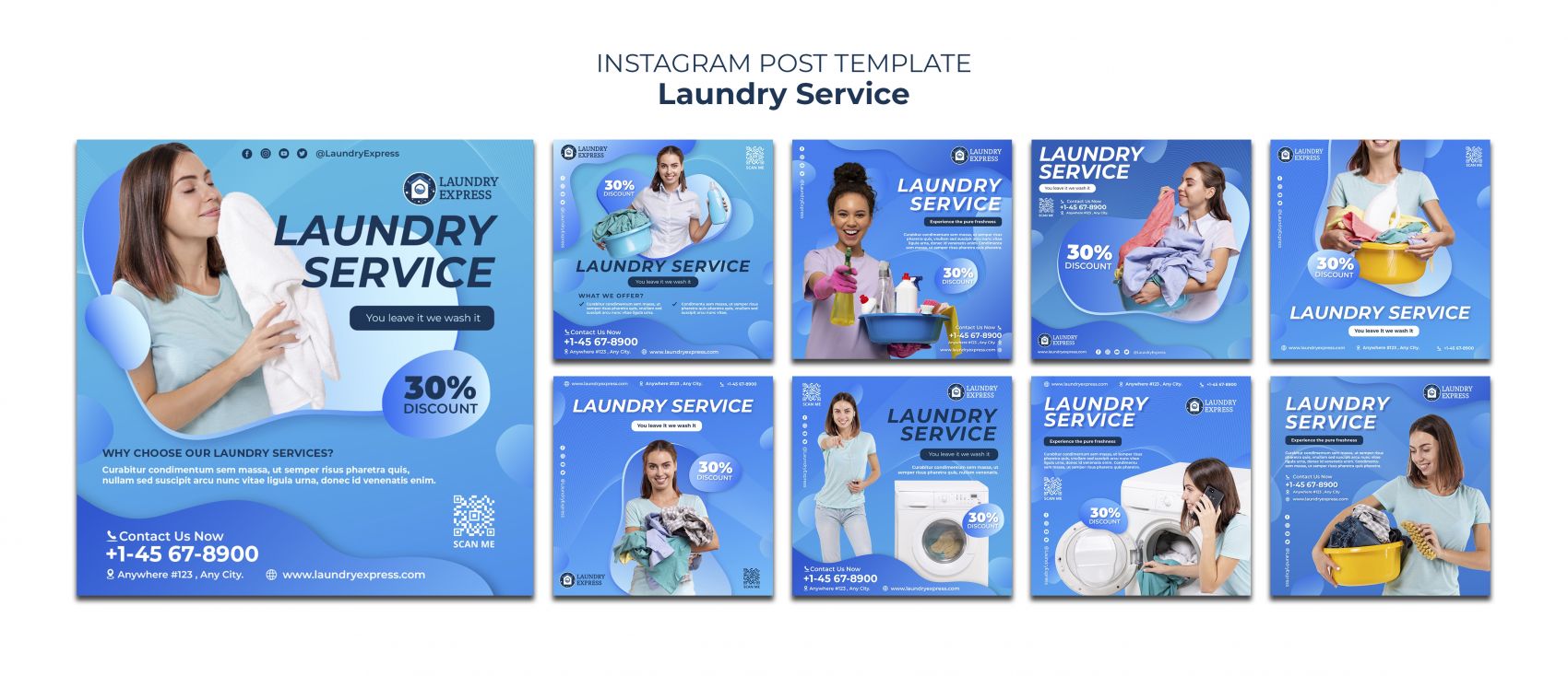 蓝色月嫂保洁护理清洁海报素材图片