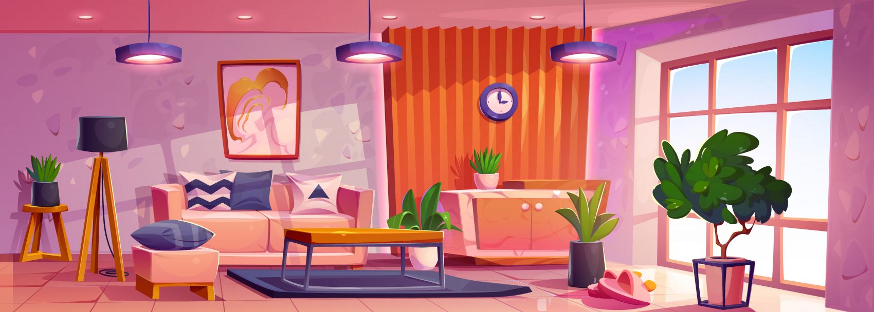 卡通客厅场景素材图片