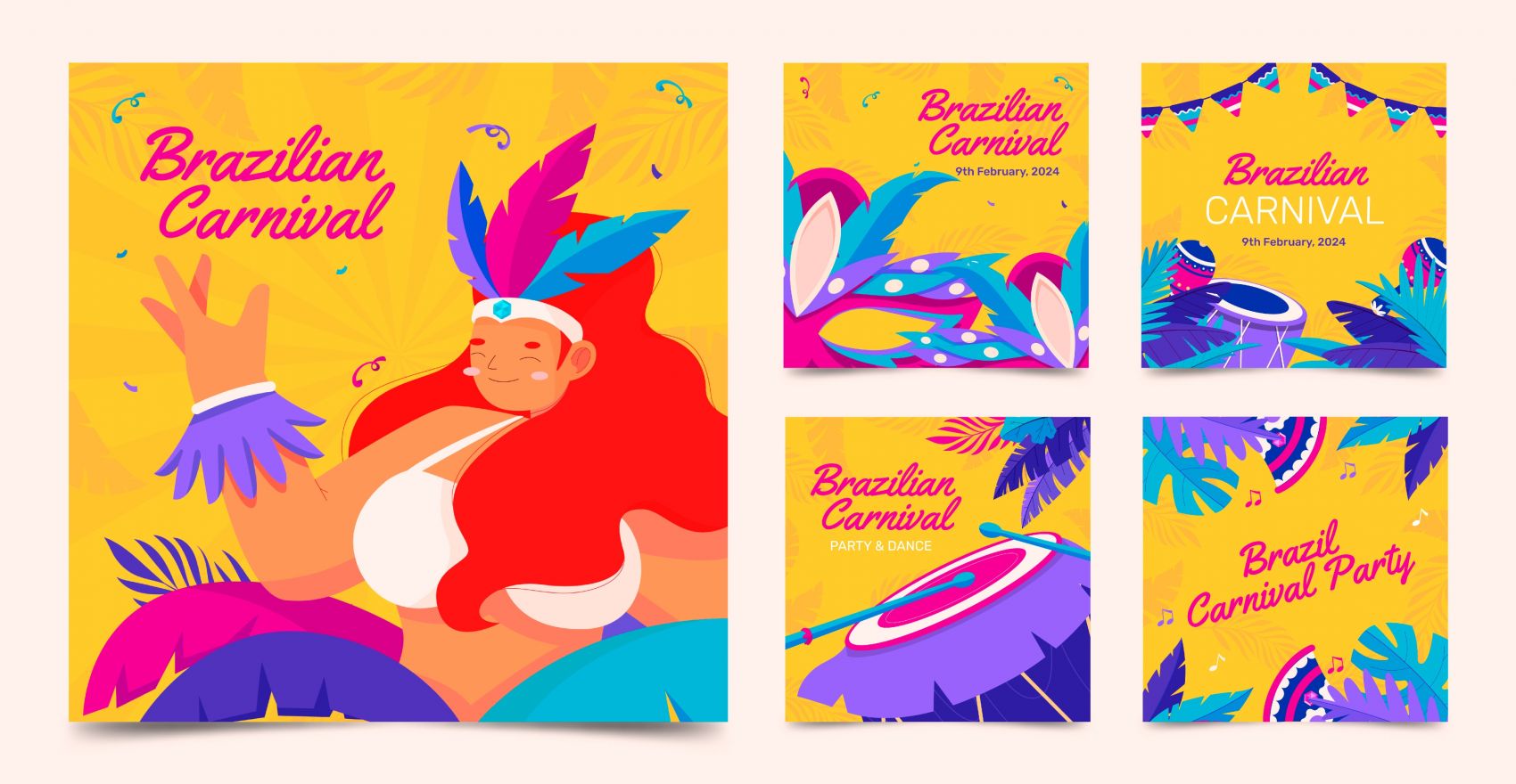 卡通玛雅部落舞会面具素材图片