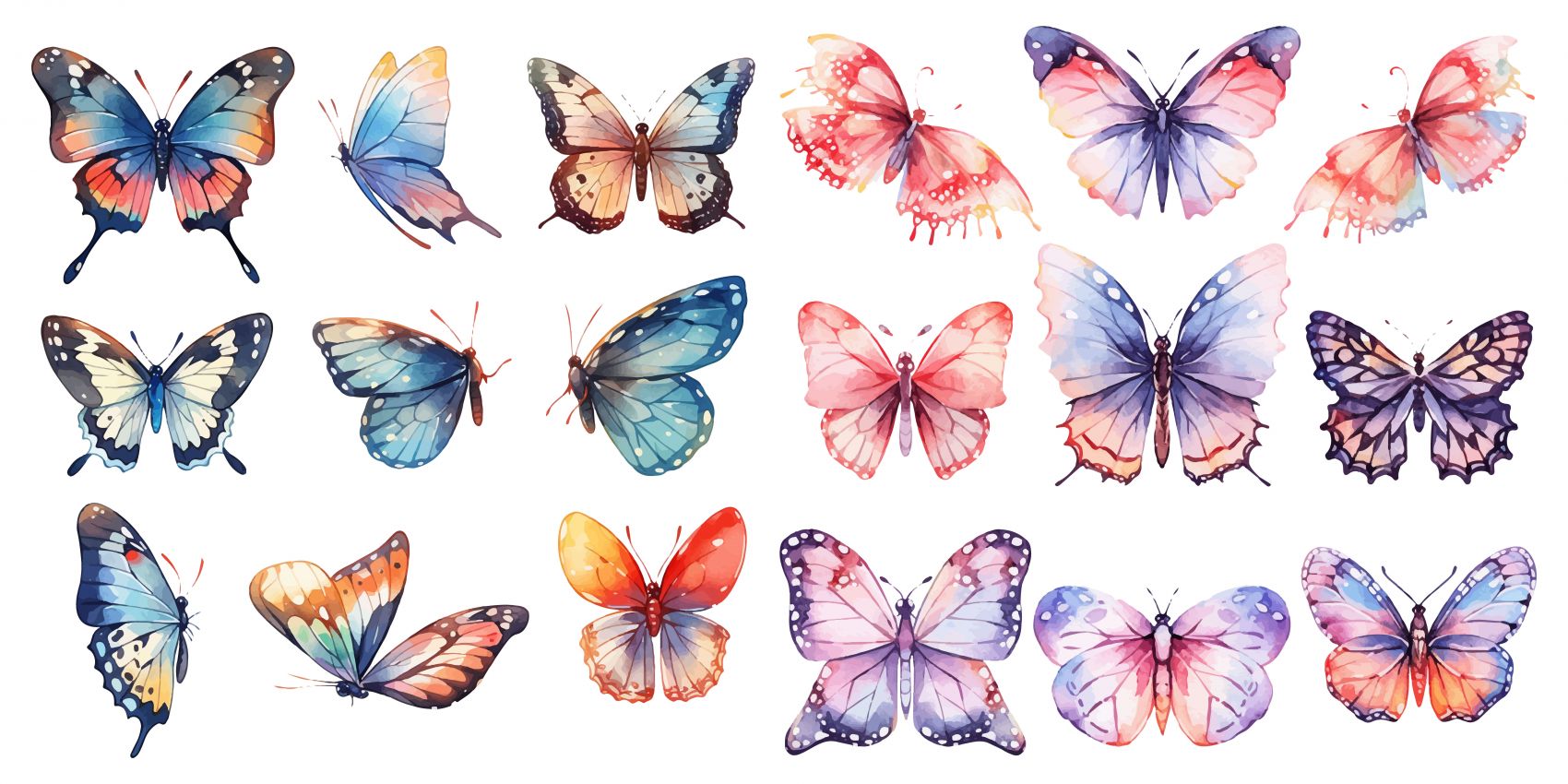 水粉彩蝶昆虫素材图片