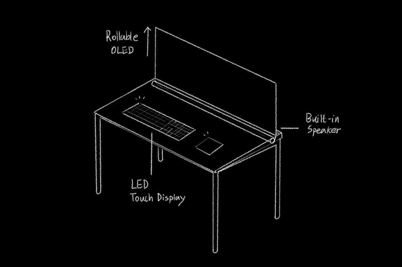 配有可滚动OLED屏幕、触觉触摸屏和内置扬声器的桌子---酷图编号8