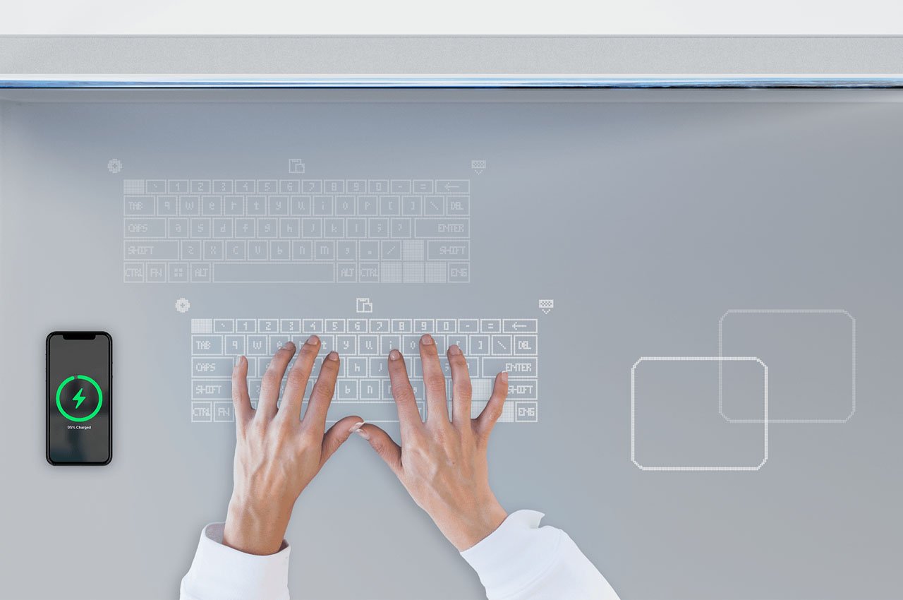 配有可滚动OLED屏幕、触觉触摸屏和内置扬声器的桌子---酷图编号4