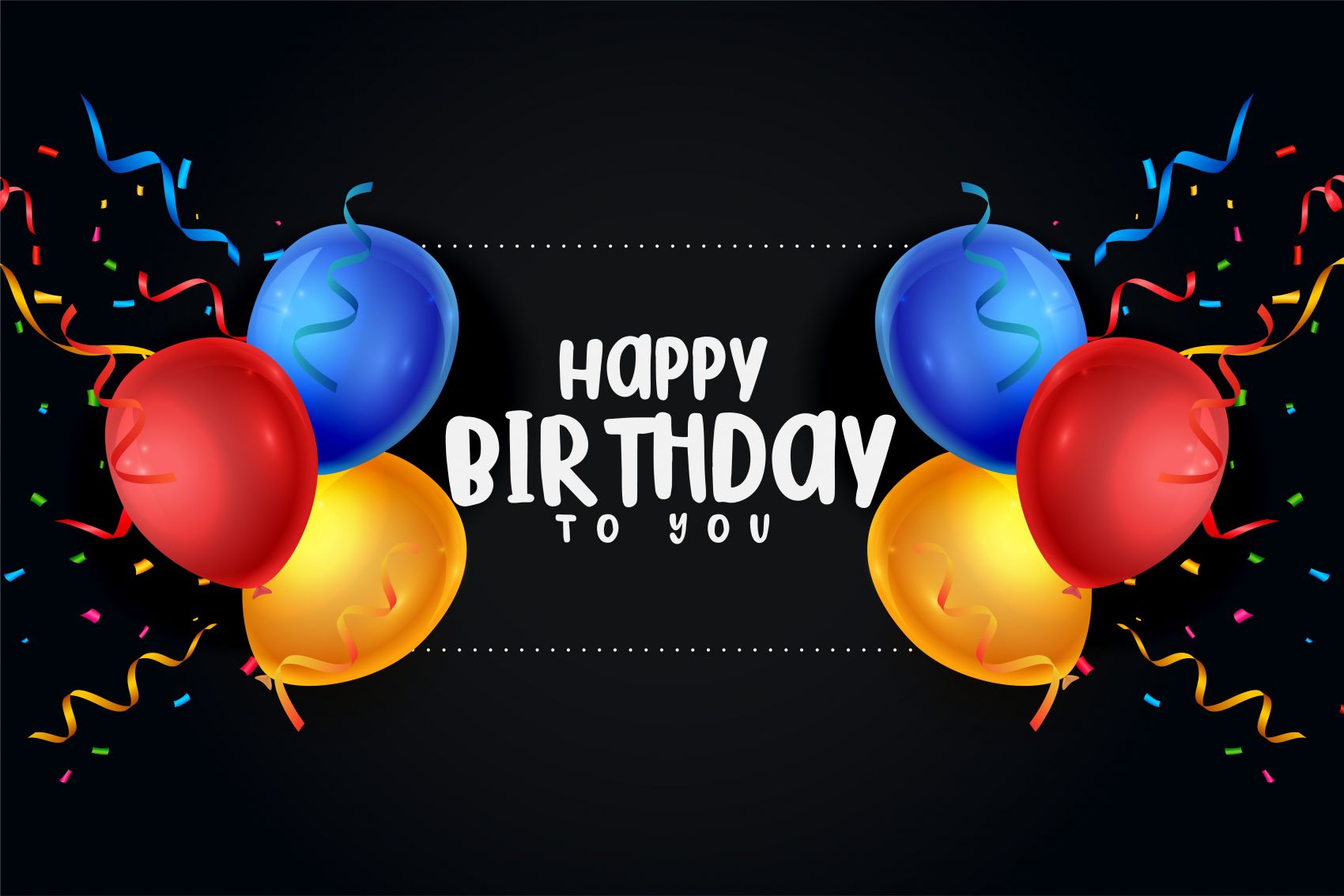 生日快乐-多彩礼花气球海报图片