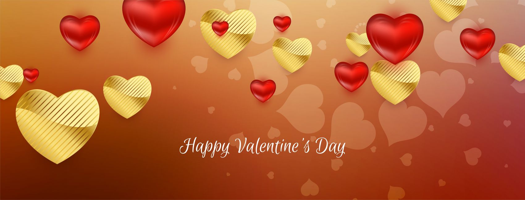 情人节快乐-金红色爱心素材图片