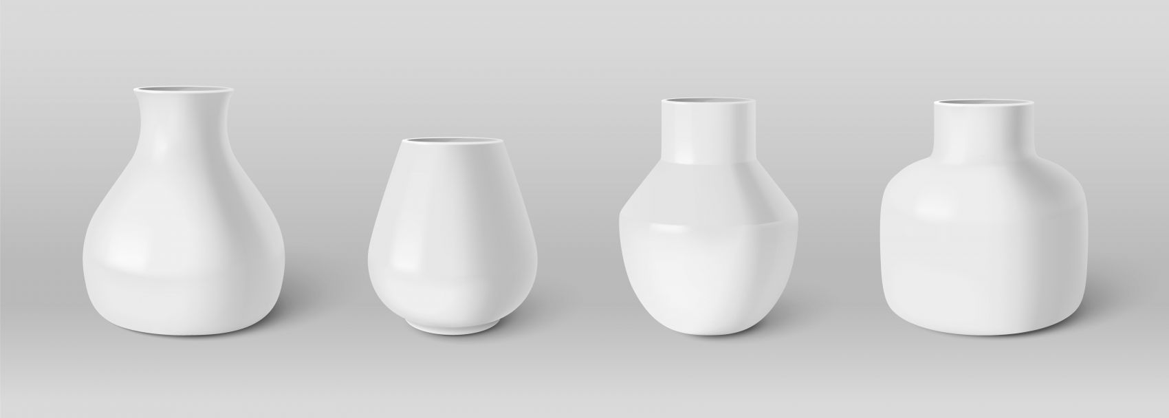 四款白色陶罐素材图片