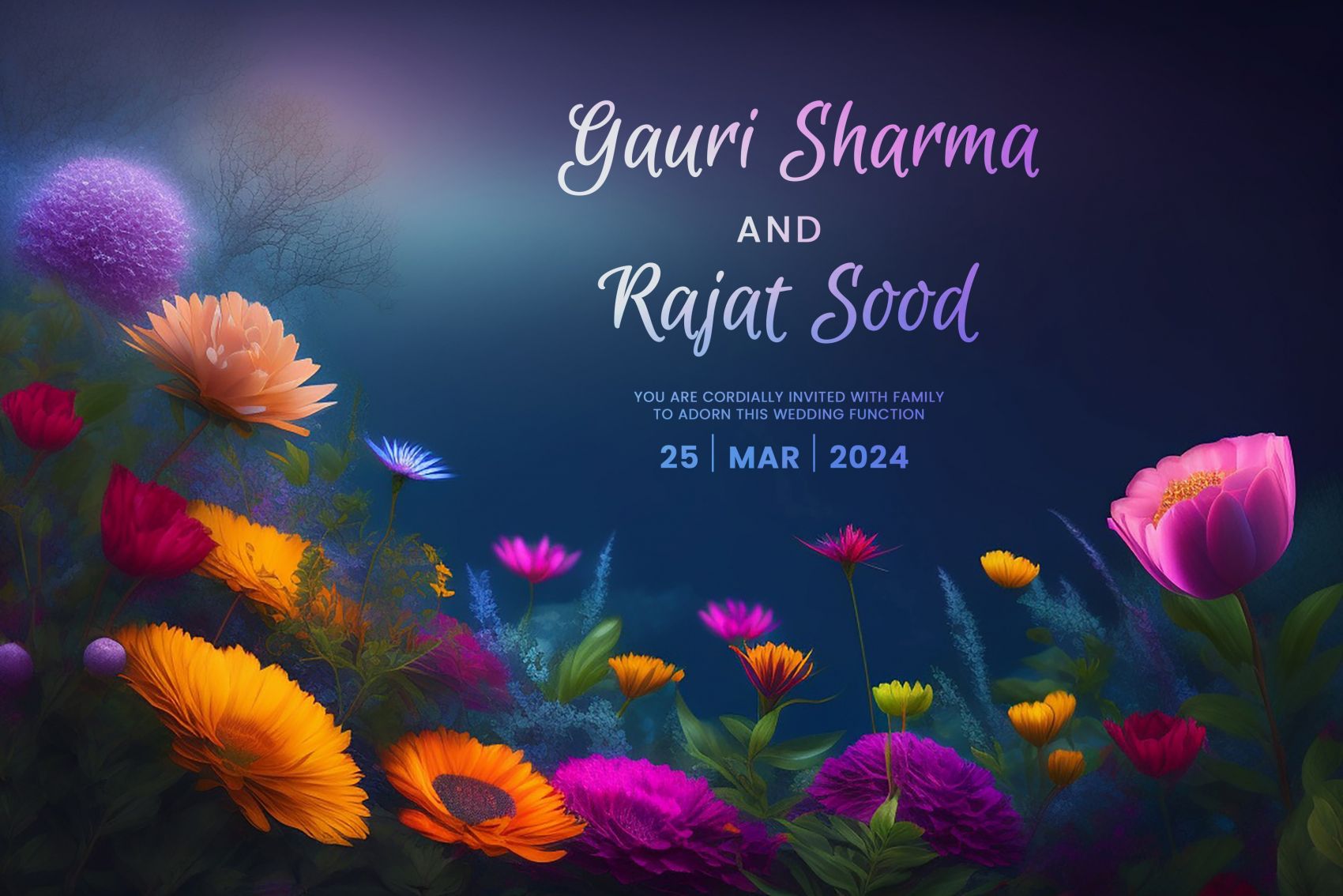 优雅3D复古风格现代花卉风格的婚礼邀请函贺卡图片