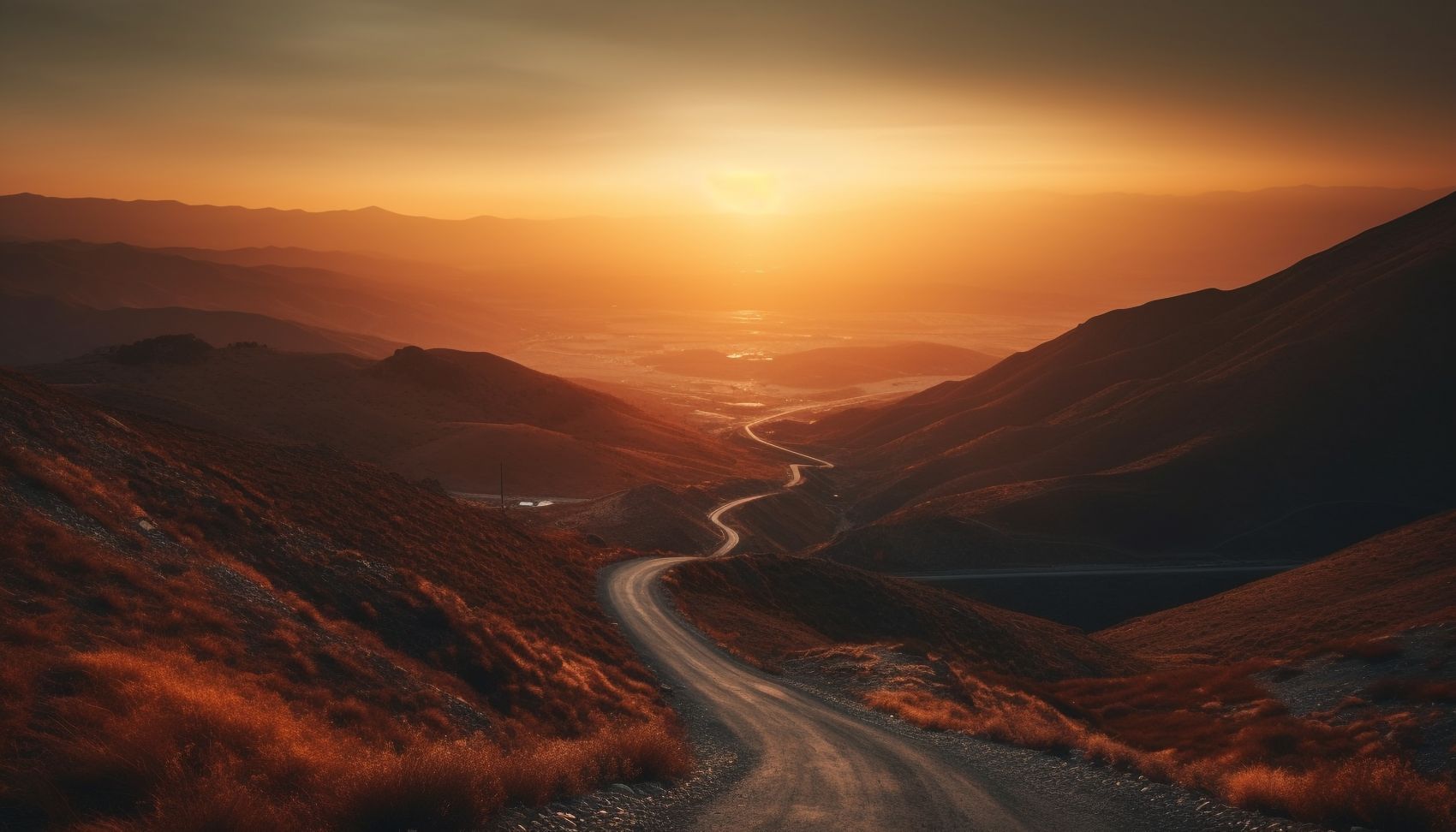 高瞻远瞩的黄昏小路图片