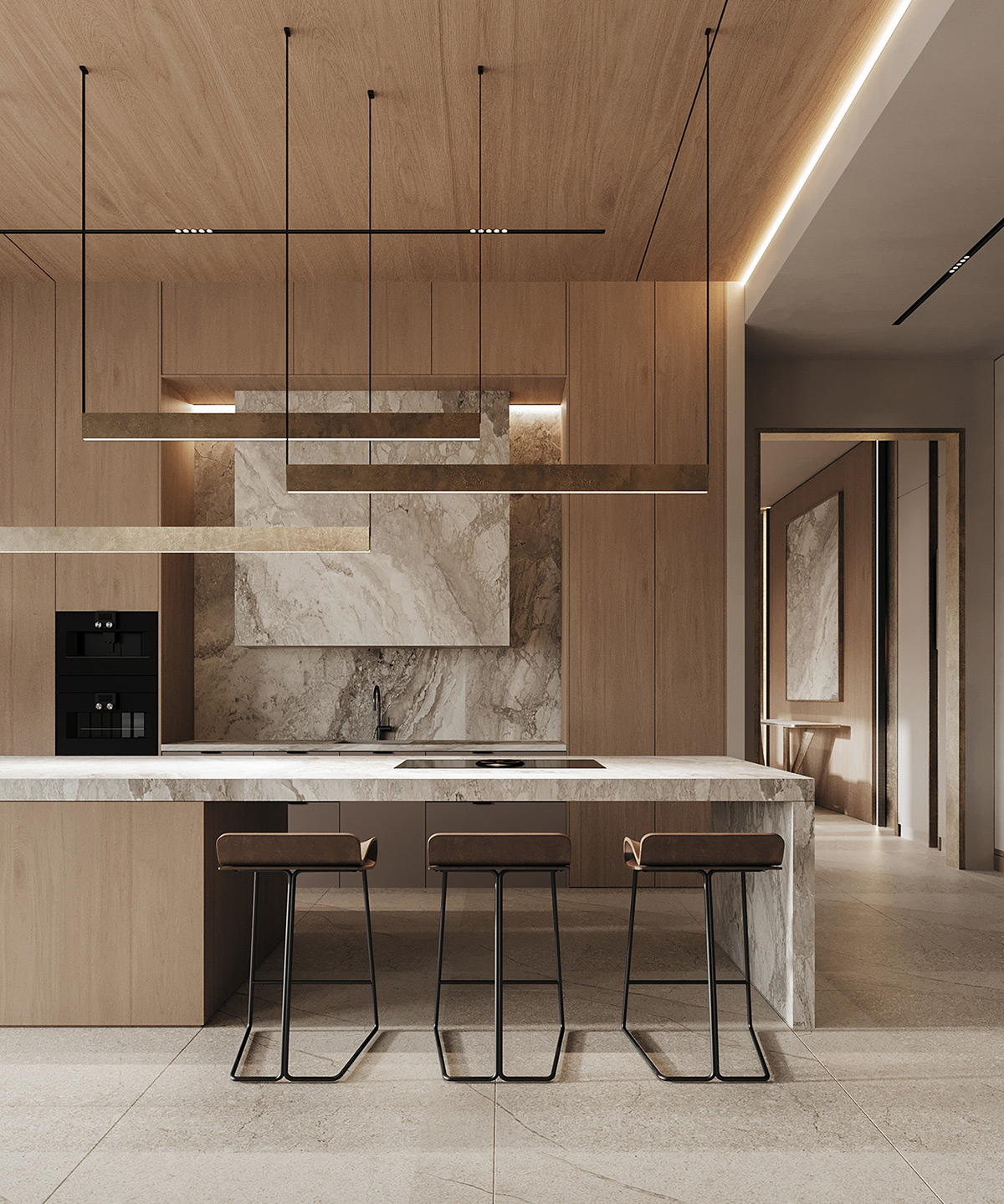 质感奢华华丽的木色调别墅室内设计装修---酷图编号12