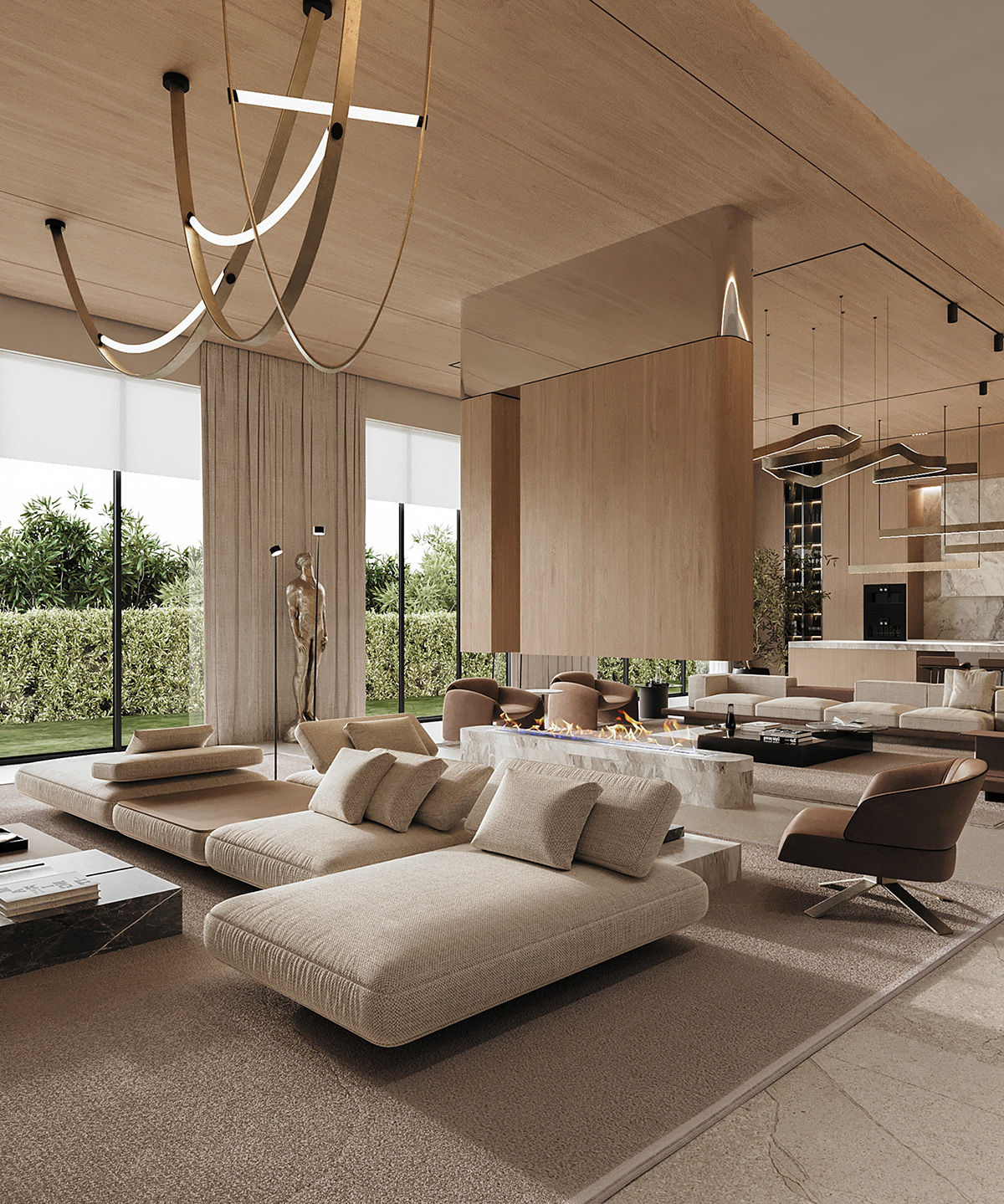 质感奢华华丽的木色调别墅室内设计装修---酷图编号10