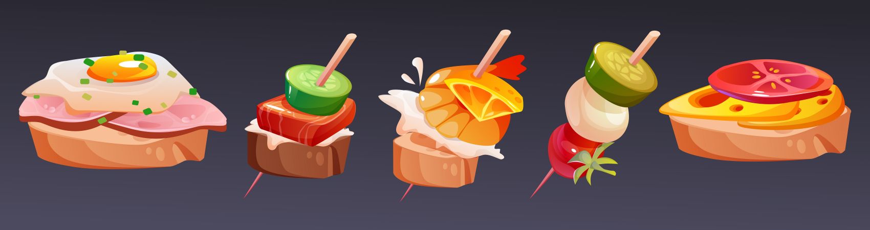 五款烧烤海鲜串图片