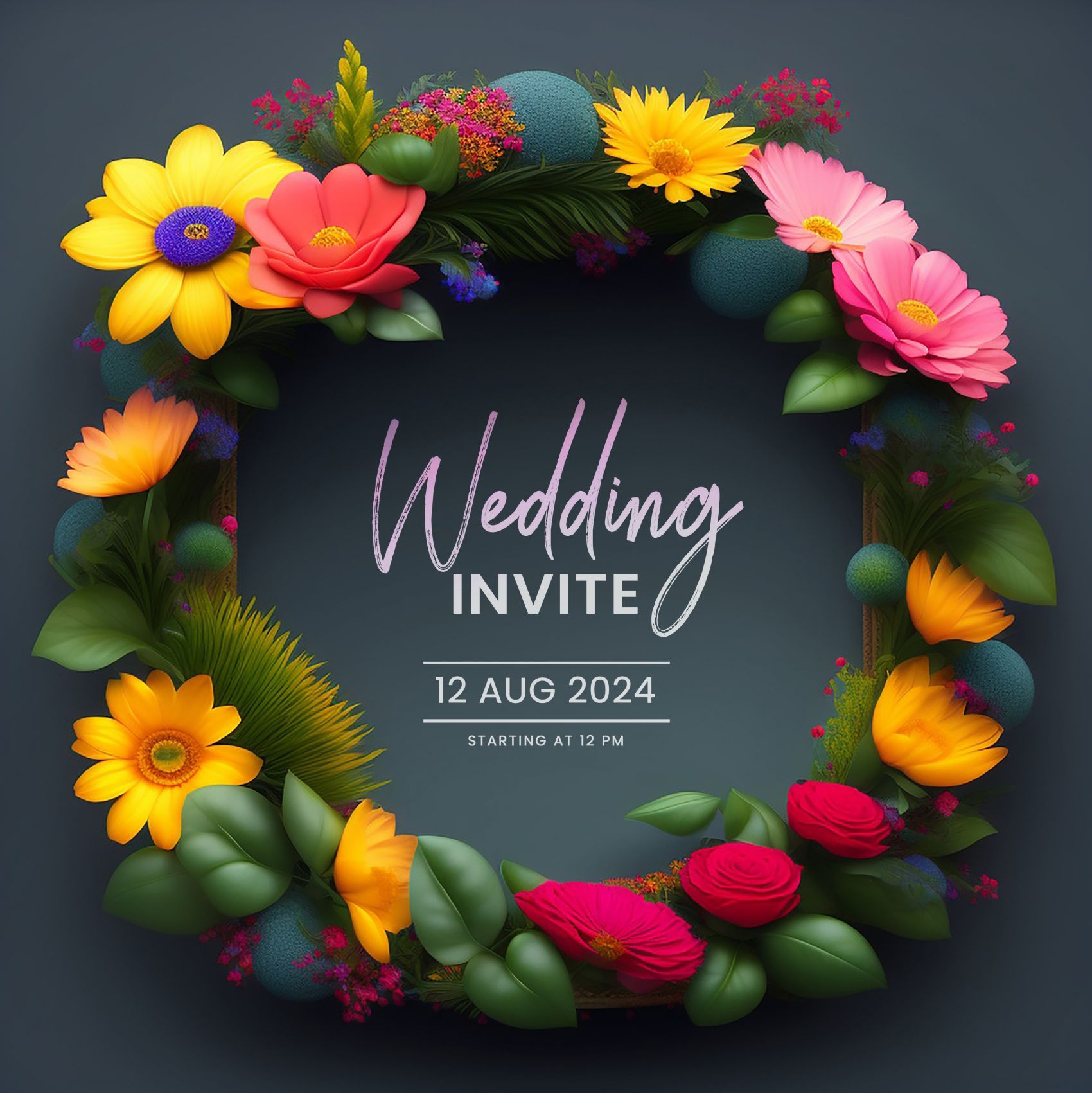 WEDDING INVITE-花卉主题婚庆邀请卡素材图片