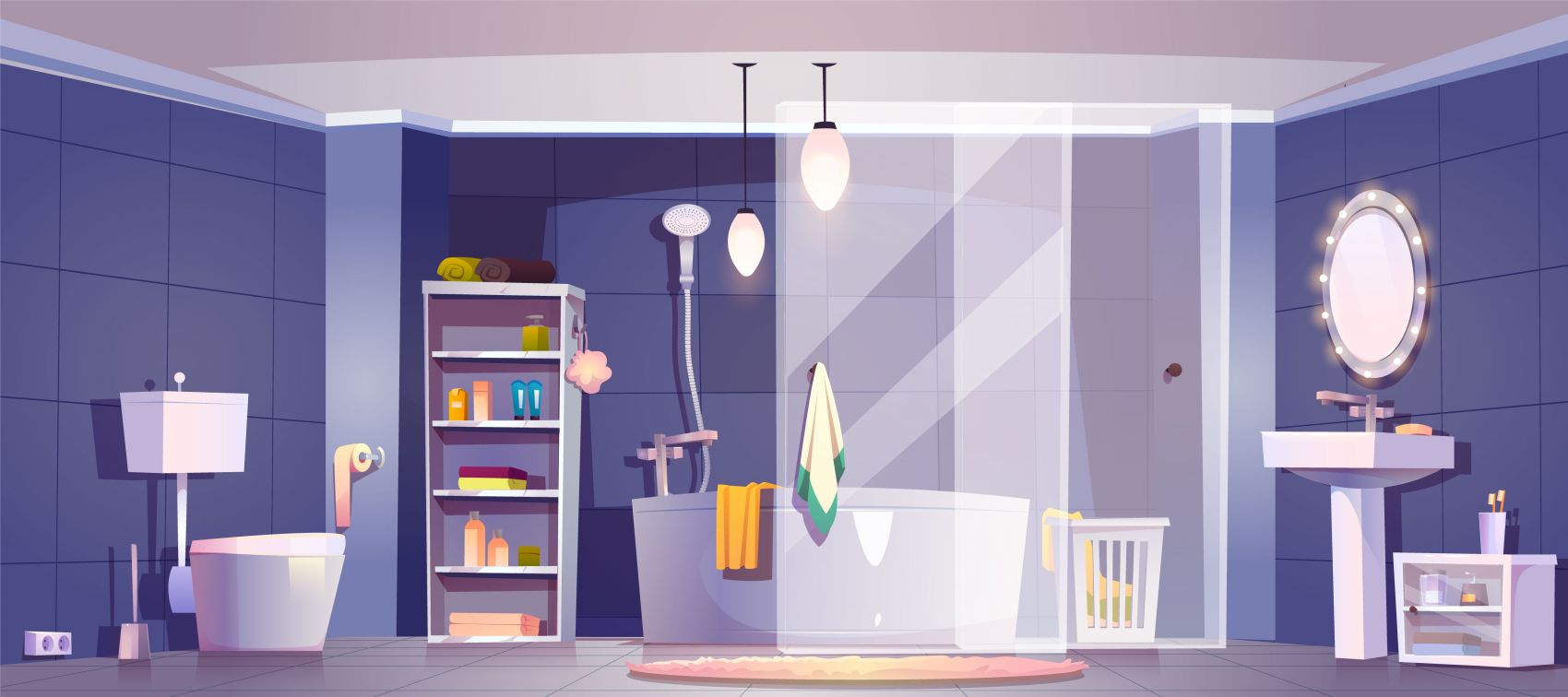 卡通卫浴卫生间素材图片