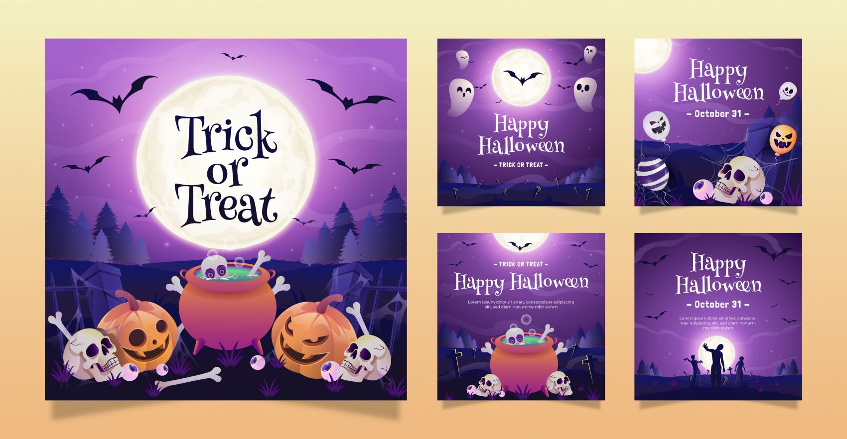 紫色风万圣节南瓜灯素材图片