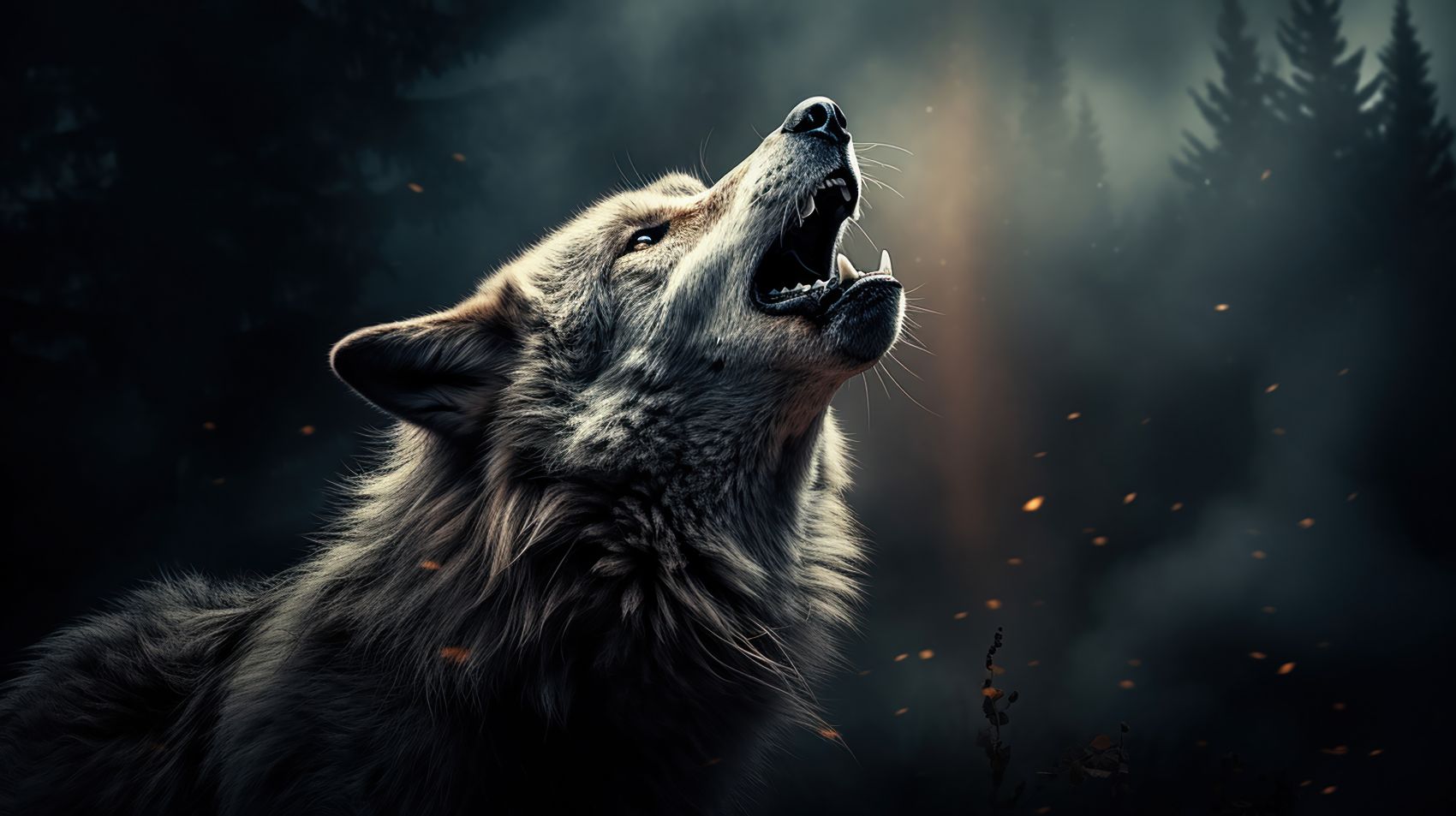 仰天嚎叫的狼图片