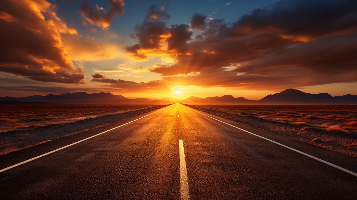 星光大道笔直的马路图片