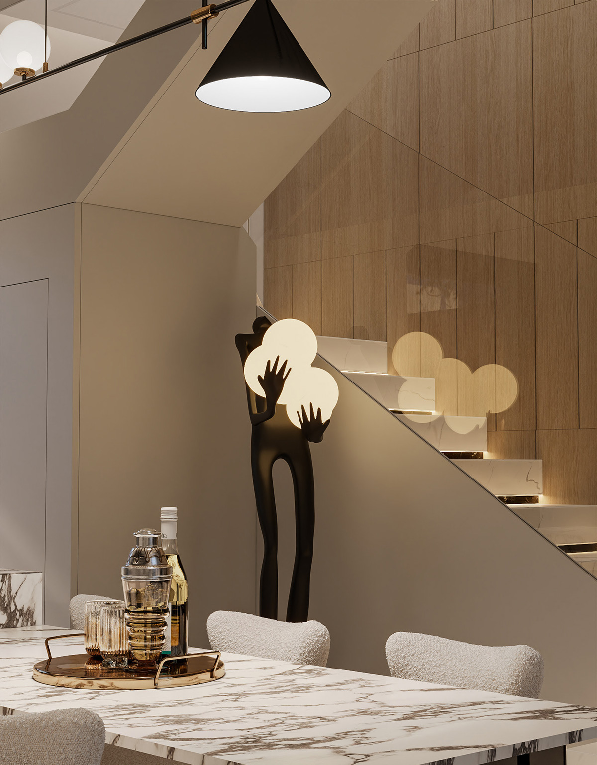 配备华丽灯光的一个开放式布局复式公寓---酷图编号7