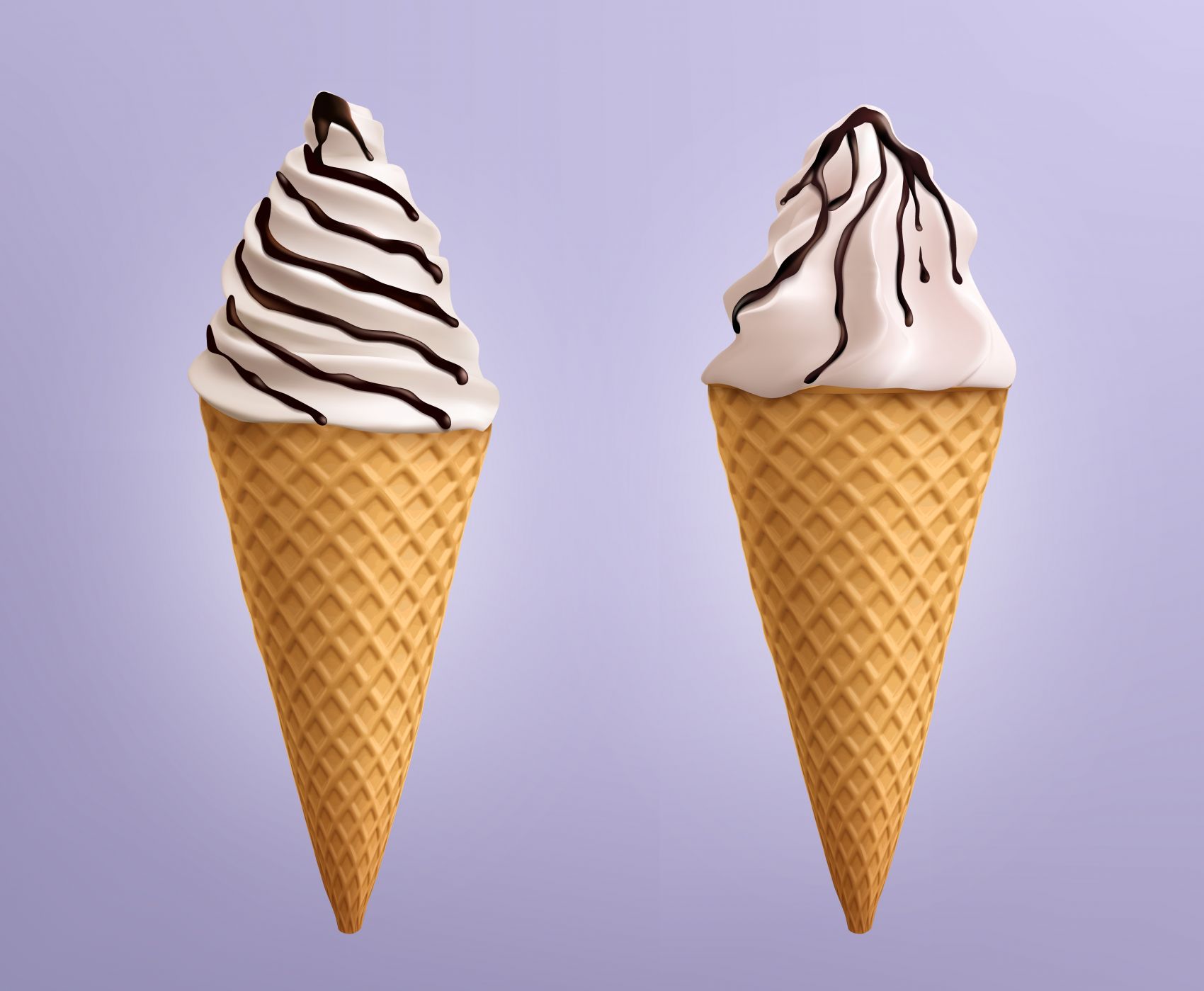 两款巧克力酱冰淇淋甜筒素材图片