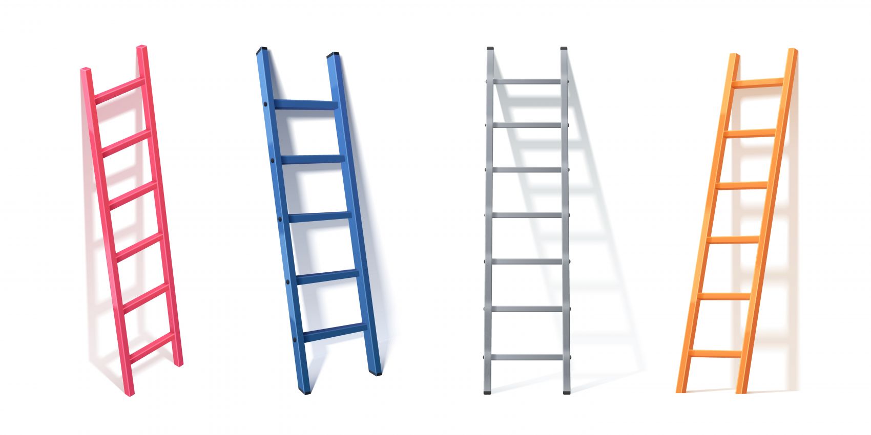 四款卡通彩色梯子素材图片