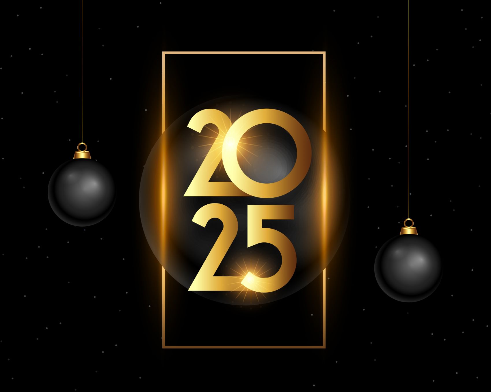 2025黑金圣诞风跨年立体字体图片