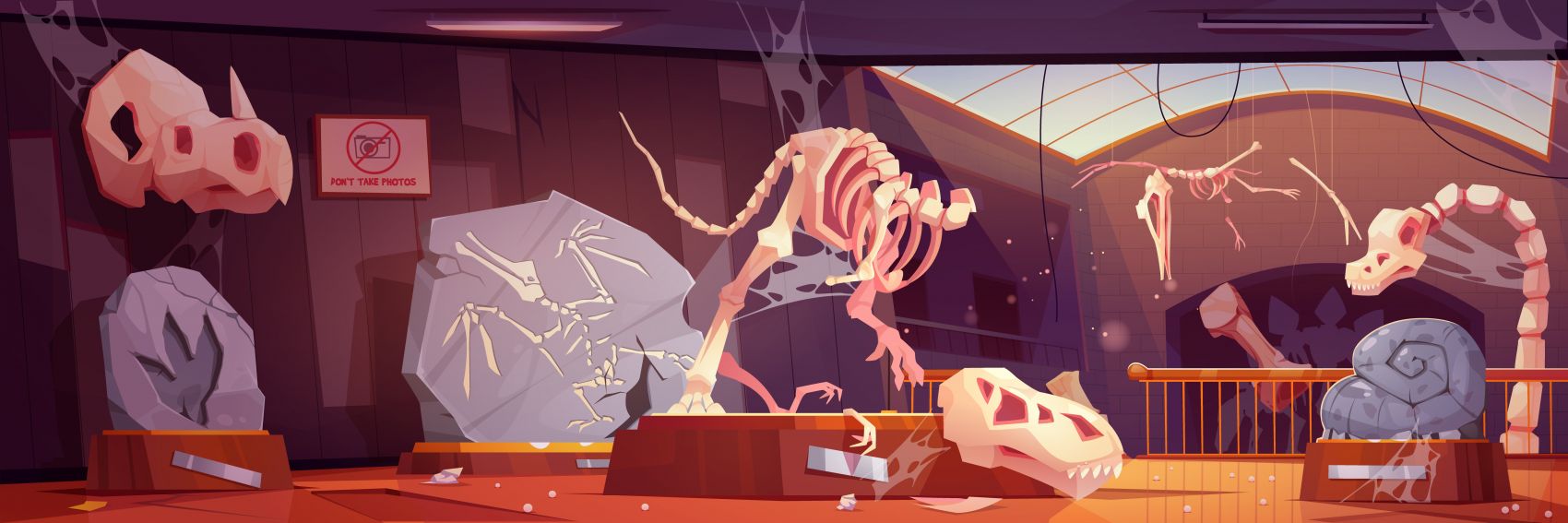 卡通恐龙化石博物馆素材图片