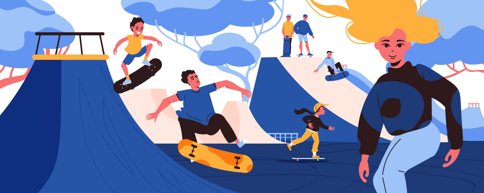 卡通公园滑雪素材图片