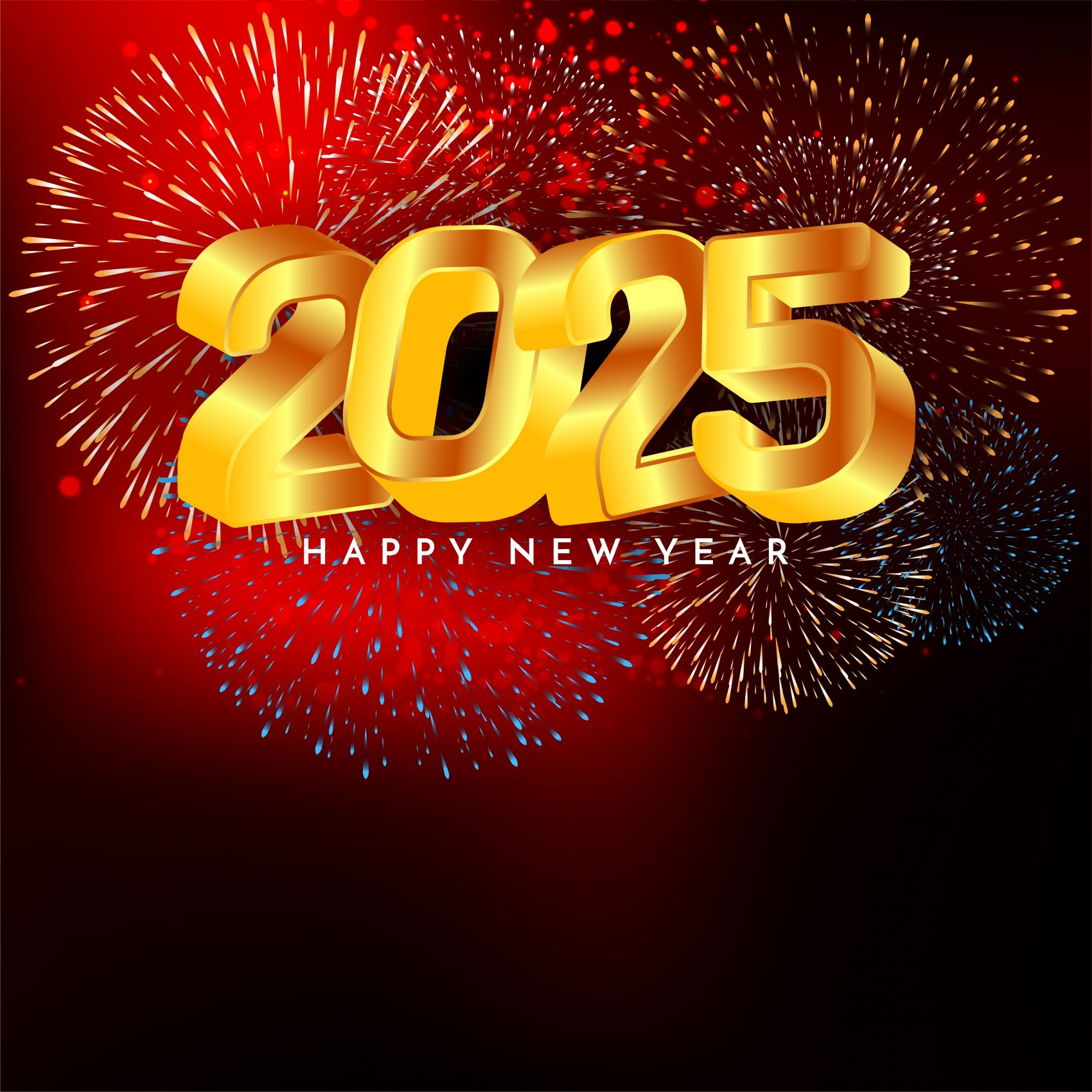烟花四射的2025立体跨年字体图片