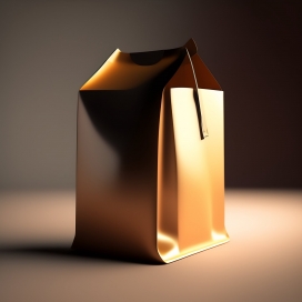 手绘逼真的金色购物袋图片