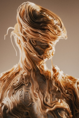 抽象线条缠绕的数字人