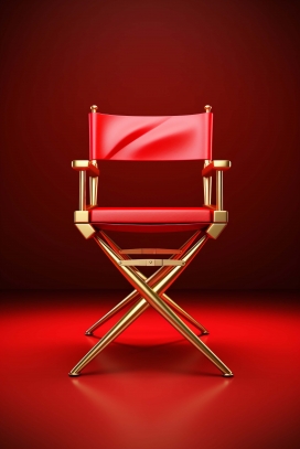 红色帷幕皮质金属扶手椅