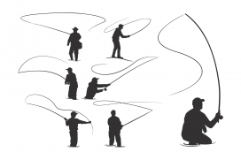 卡通钓鱼甩鱼线素材