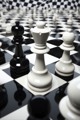 国家象棋黑白创意摄影图