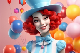 可爱漂亮的卡通小丑美女