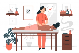 卡通针灸中医SPA概念图解