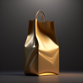 手绘金色褶皱购物袋