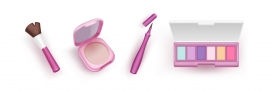 可爱粉红卡通女性化妆用品素材