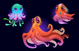 可爱俏皮的八爪鱼