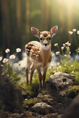 迷失方向的小梅花鹿