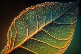 纹理清晰的绿叶微距写真