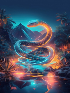 AI创作的动漫蛇