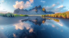 蓝色天空下的湖泊