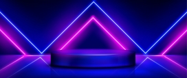 蓝紫三角形霓虹灯素材