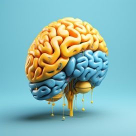 黄蓝搭配的大脑积木