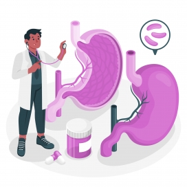 紫色卡通胃概念图