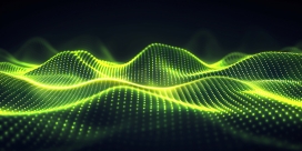 墨绿色波浪起伏的粒子