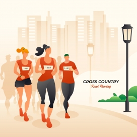 卡通马拉松运动员跑步素材