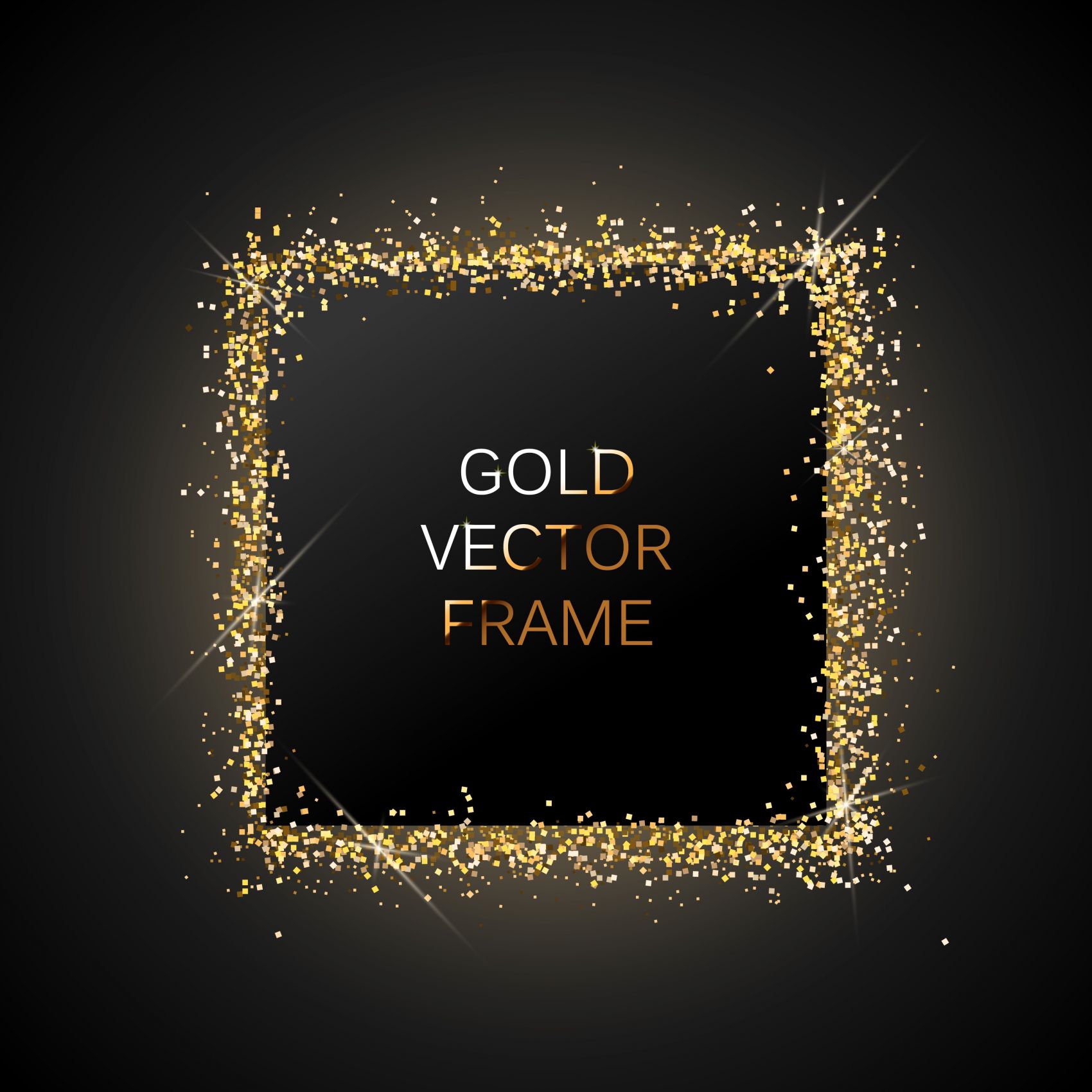 GOLD VECTOR FRAME-方形金色粒子邀请卡素材图片