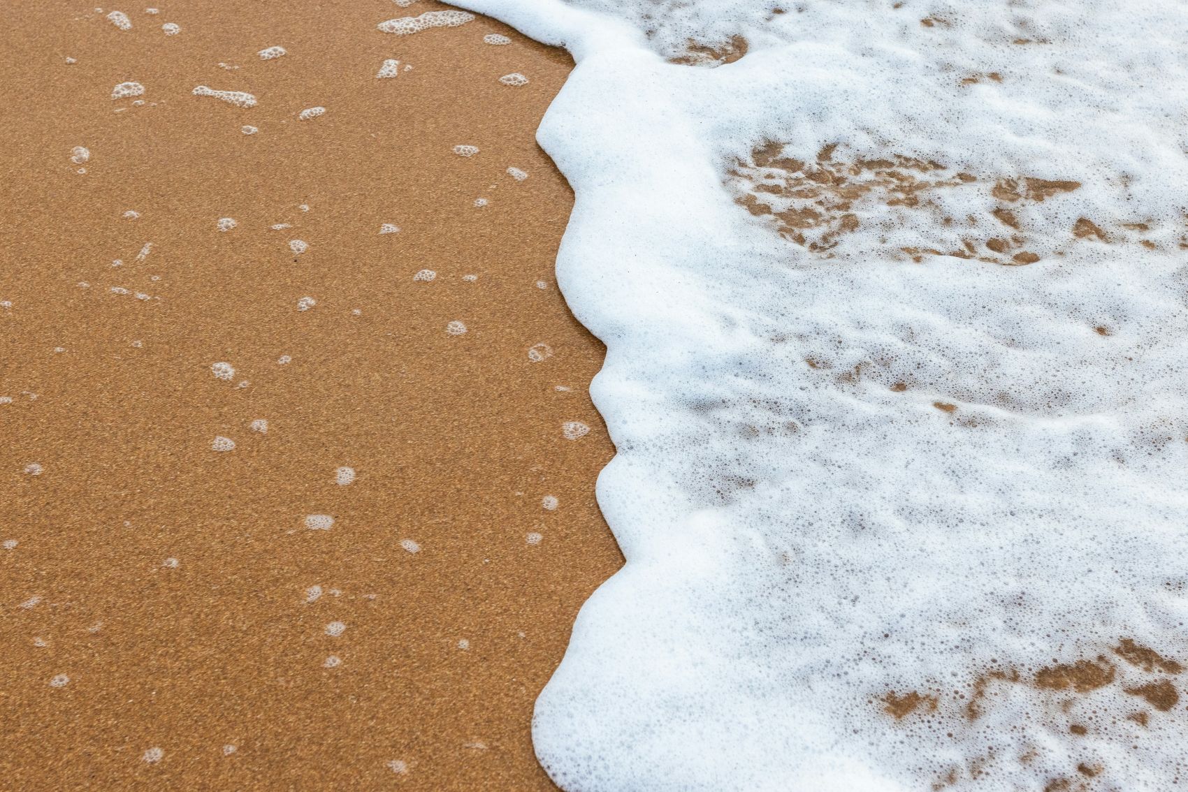 沙滩上的白色泡沫海潮图片